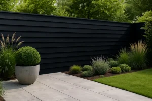 Maak je tuin stijlvol en onderhoudsarm met een schutting van zwarte rabatdelen