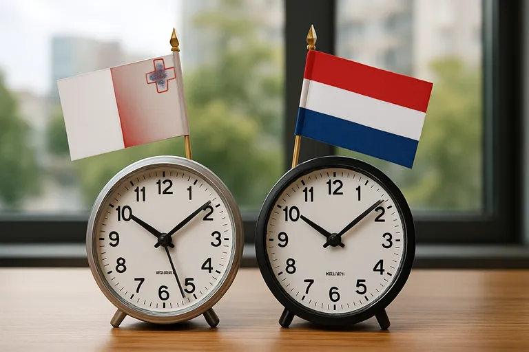 Malta en Nederland op gelijke tijd: zo werkt het tijdsverschil in de praktijk